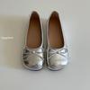 Blue cabinet, ballet style silver round head, cute small single shoes, super soft and comfortable grandma shoes, flat leather shoes.