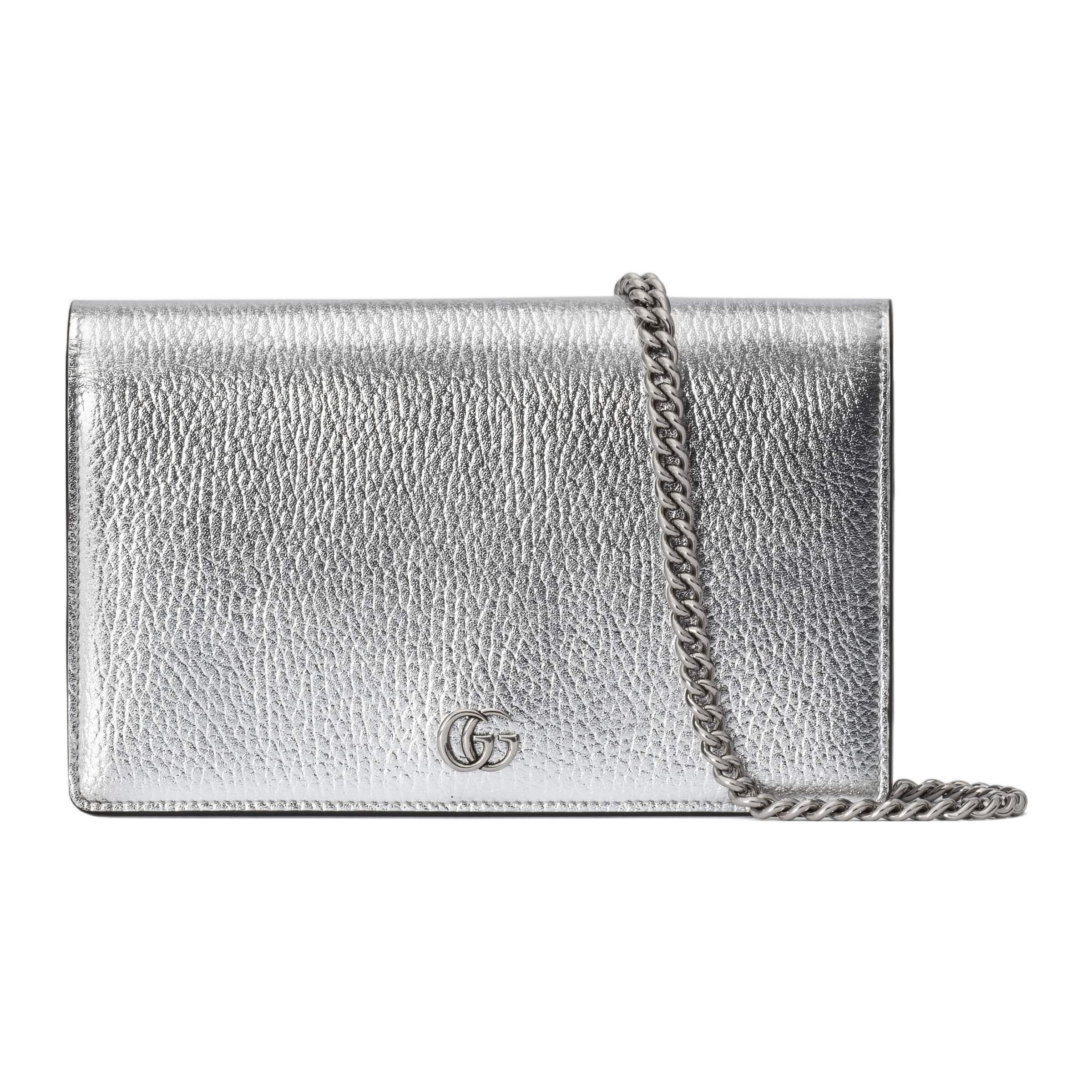 

Gucci GG Marmont Series Double G Gold Tone Detachable Chain Shoulder Leather Crossbody Mini Bag Women crossbody bag Silver 497985-AACFI-8106 Gift Set(Basic Set+Box+Shopping Bag)