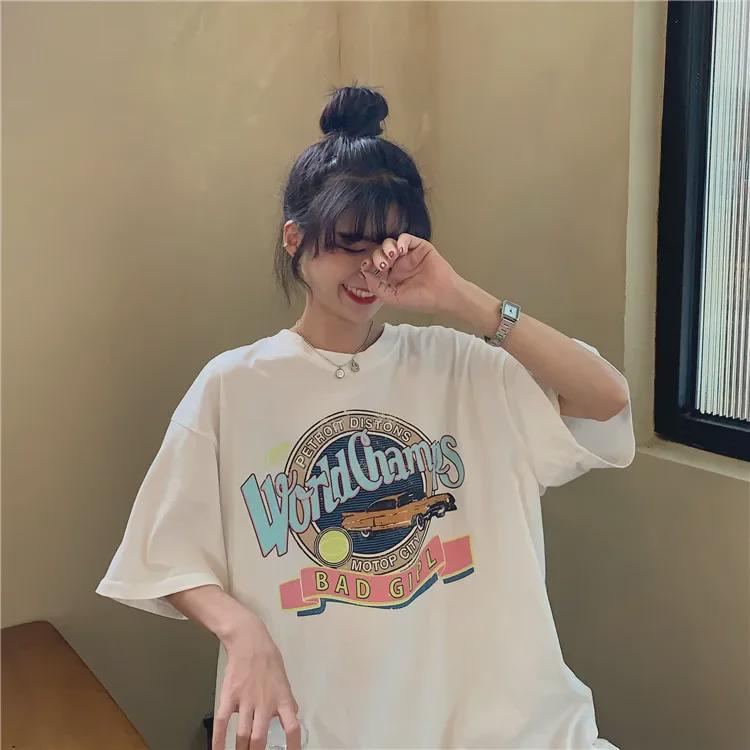 2021 Summer Women's Harajuku-Style Loose Fit Short-Sleeve T-Shirt