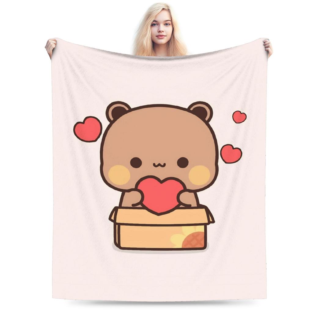 Cute Kissing Bears Bubu Dudu Valentines day Blanket Multisize Super Soft Cozy  Throw Blankets for Couch Sofa and Bed
