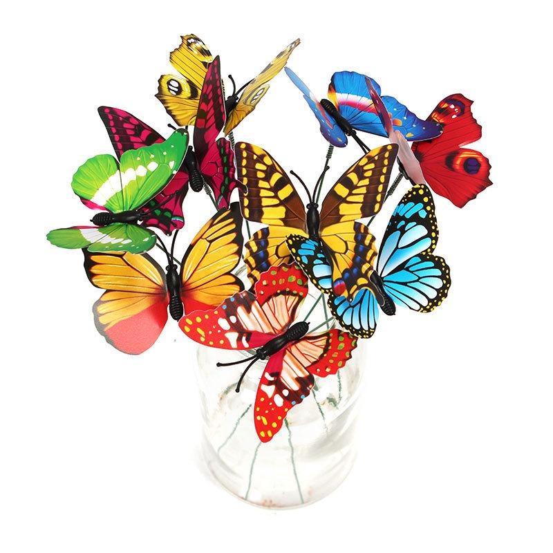 20pcs Double Layer Butterflies Garden Yard Planter Colorful Butterfly Stakes Decoracion Outdoor Decor Flower Pots Decoration