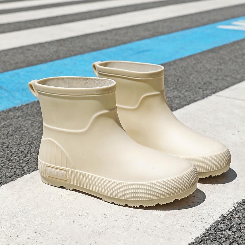 British short women's rain boots fashionable outdoor rain shoes wading shoes thickened waterproof shoes non-slip flat women's water shoes rubber shoes