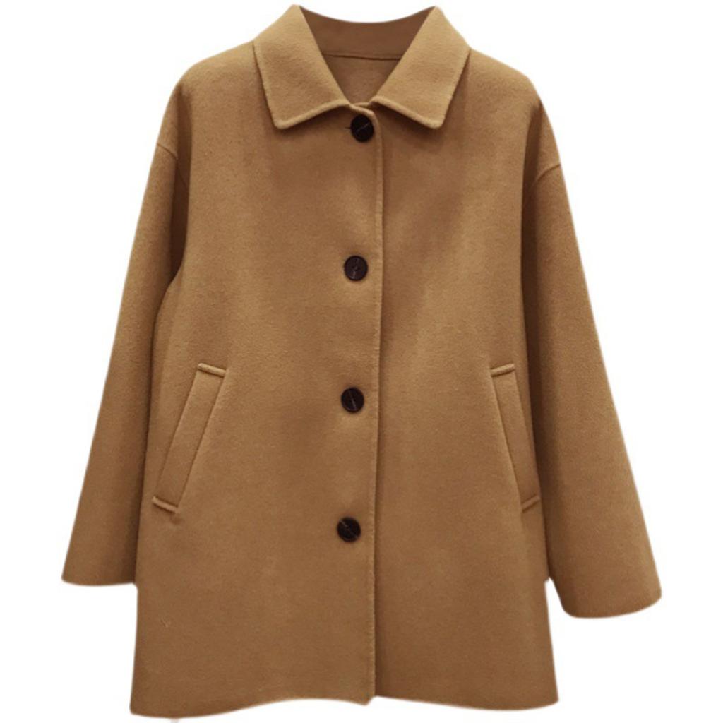 Damen Lockerer und Bequemer V-Ausschnitt Langärmliger Einfarbiger Dicker Mantel Jacke