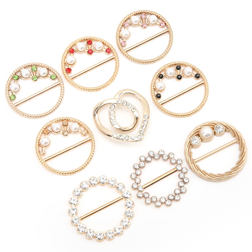 9Pcs Rhinestone Scarf Buckle Elegant Fashion Shiny Firm Stable Simplistic TShirt Clip
