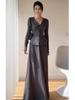 Women's 3D Floral Knit Cardigan & Skirt Set - Slimming Autumn/Winter Two-Piece
