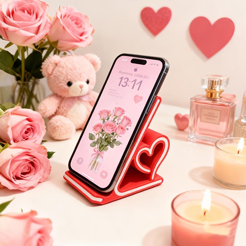 Romantic Heart‑Shaped Phone Stand, Portable Anti‑Slip Desktop Holder for Multi‑Scene Use Love Story