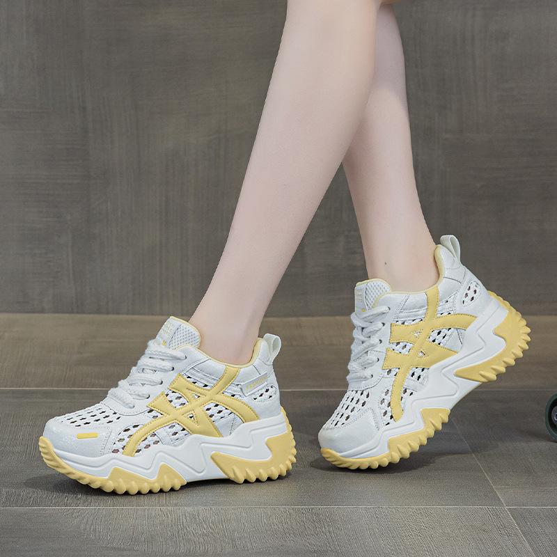 Summer new super fire hollow dad shoes women breathable casual thick baseplate shoes