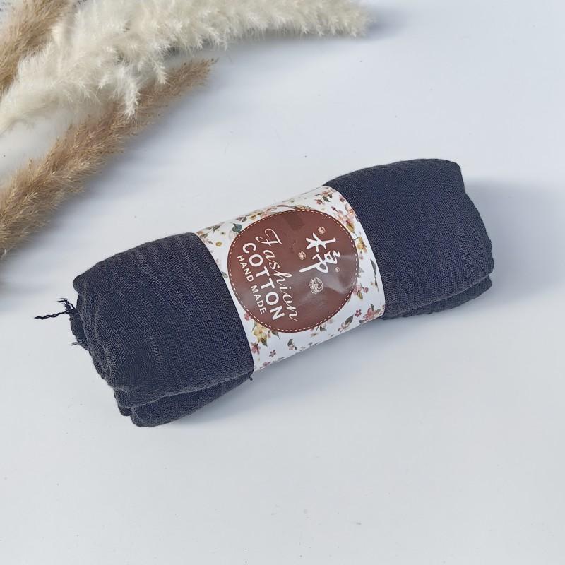 62-122 Colors Crinkle Cotton Underscarf Pleated Pompom Plain Hijab With Tassels Islamic Turban Warp