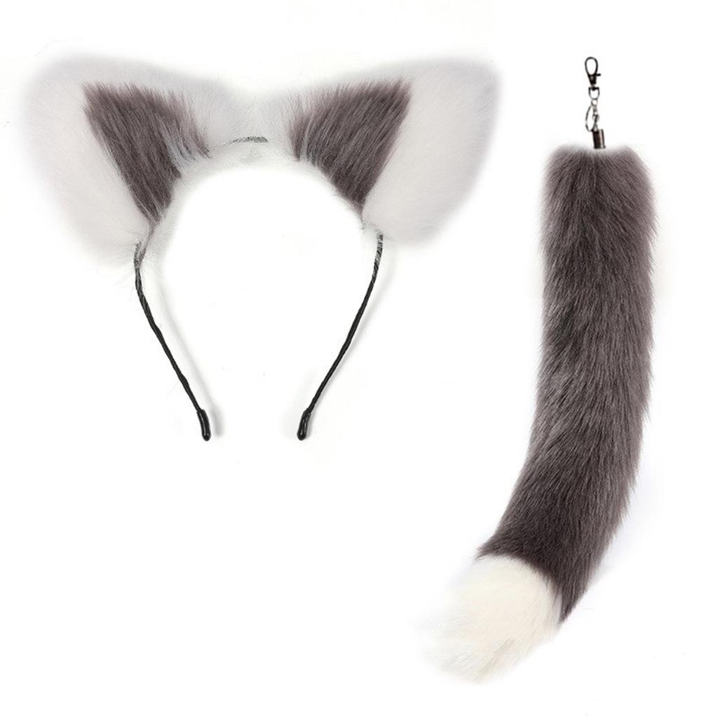 Stylish Fox Tail Pendant Keychain Adornment Dainty Cat Ear Hairband Portable Car Charm for Bag Backpack Decoration