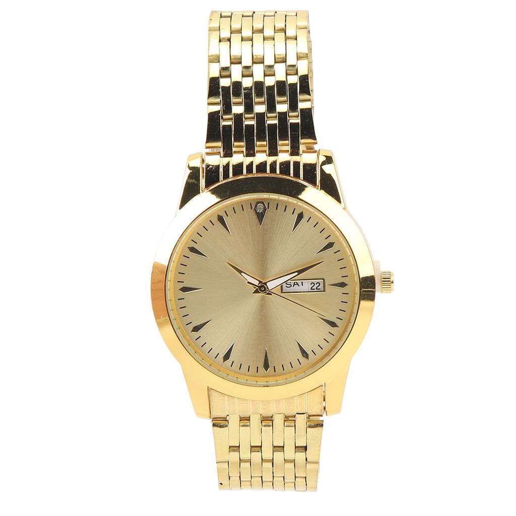 Quartz Men Watch Commercial Dual Date Stylish Classic Quartz Stainless Steel Dress Watch