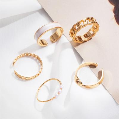 Juego de anillos minimalistas de color dorado para mujer 2023, anillo geométrico redondo con giro en los nudillos, joyería de moda para los dedos.