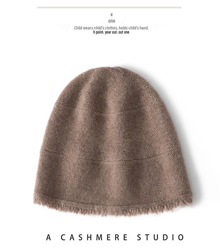 Women's Cashmere Knit Beanie: Solid Color, Versatile Skullcap, Ear Protection, Warm Beggar Wool Hat for Cold Weather.