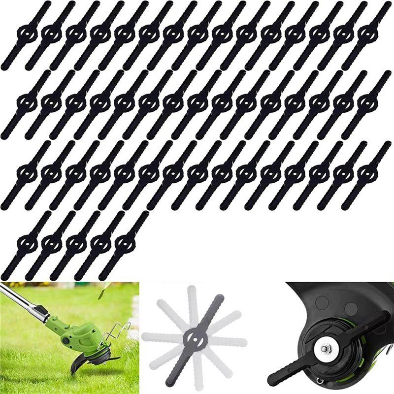 ABBY-100Pcs Plastic Grass Trimmer Blades Lawn Mower Blade Cordless Trimmer Garden Tool Lawn Mower Trimmer Accessories