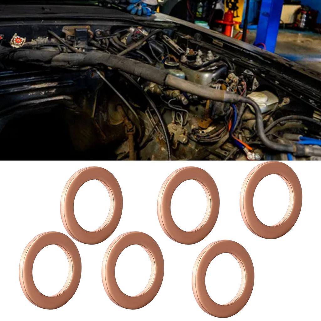 200 Pcs Flat Washers M5 M6 M8 M10 M12 M14 Copper Sealing Rings Gasket Assortment Kit