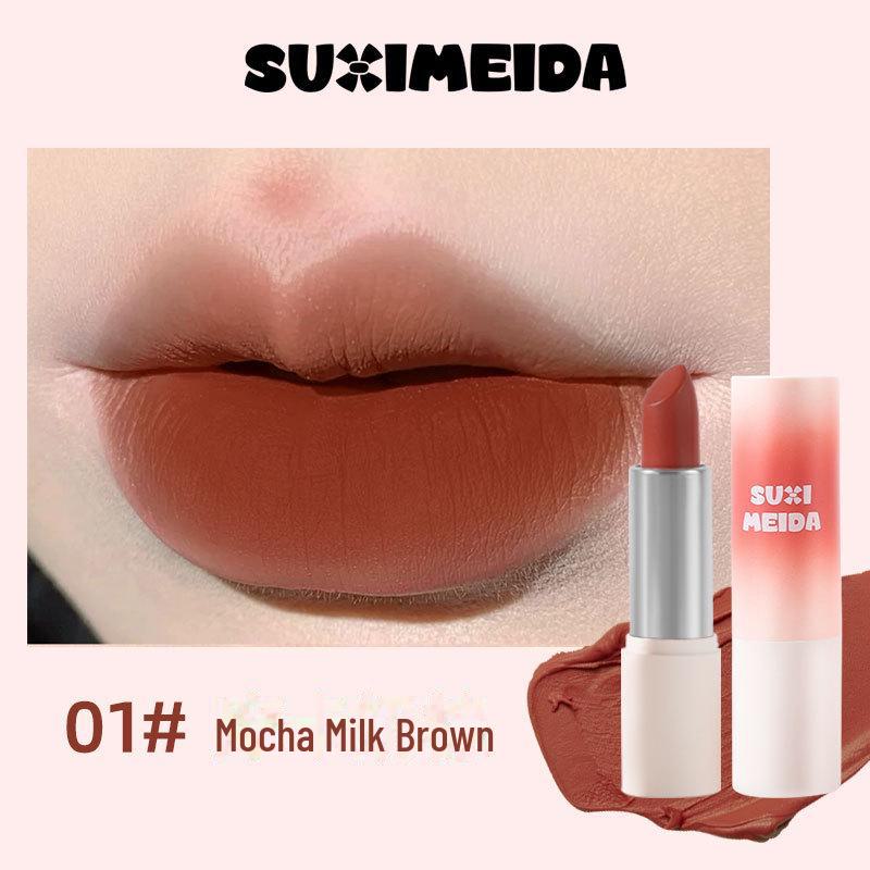 

Помада Suzy Meida Velvet Soft Matte Lipstick — оттенок мокко-молочно-коричневый, отбеливающий, для студенческой вечеринки. 3.4g