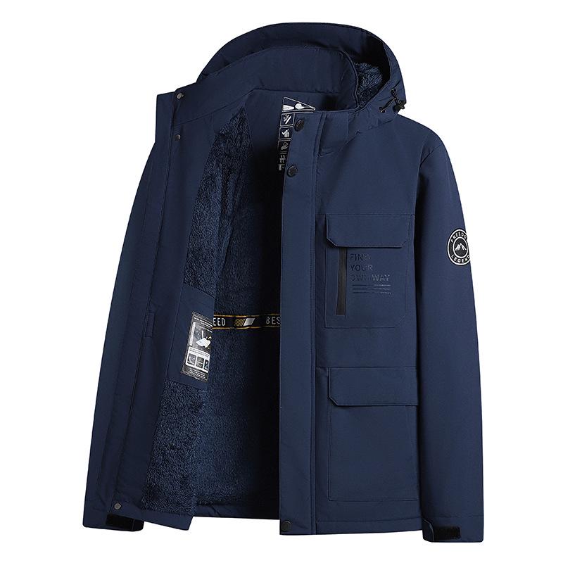 Men's Winter Hooded Jacket - Thick, Windproof, and Warm Outdoor Workwear