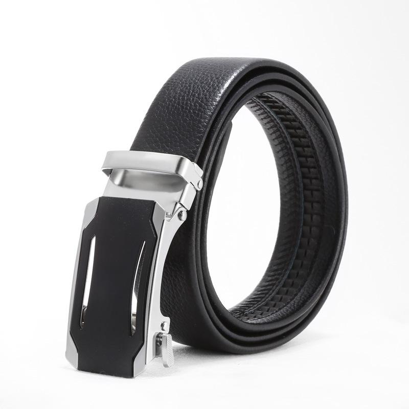 Men'S Belt No Standard Casual Belt Foreign Trade Youth Simple Automatic Buckle Imitation Leather Iron Buckle Belt