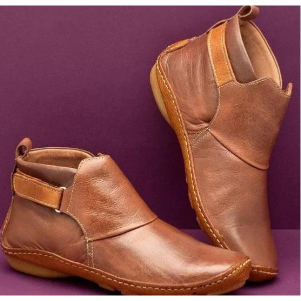 

Women Natural Leather Casual Mid-Calf Boots Comfortable New Quality Soft Handmade Flat Shoe Black Work Boots 43