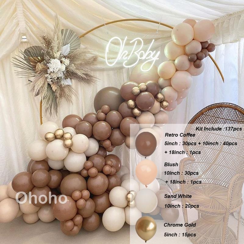 Coffee Brown Beige Balloon Garland Arch Kit Baby Shower Rustic Wedding Decoration Engagement Boy Girl Birthday Party Supplies Baptism Christenin
