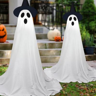 Halloween Dekorationen Gruselige Halloween Geister Dekorationen für Veranda Hof Leuchtender Stehender Geist mit Hexenhut für A