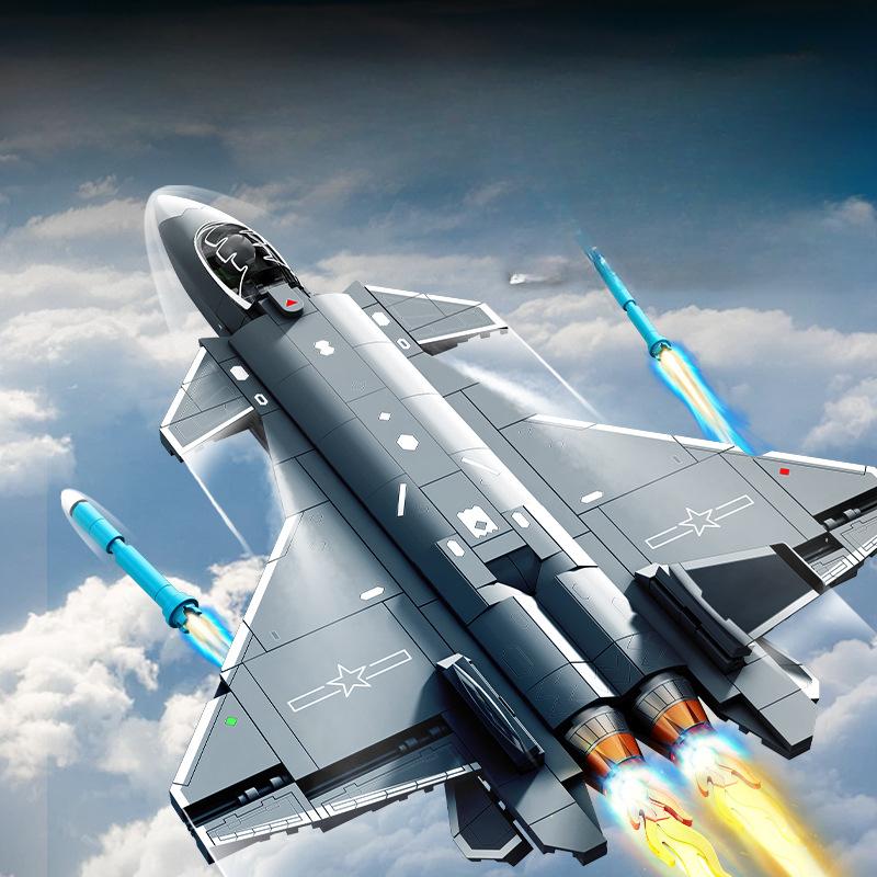 576pcs Military Series Air Force J-20 Stealth Fighter Children's Building Block Toys No Box