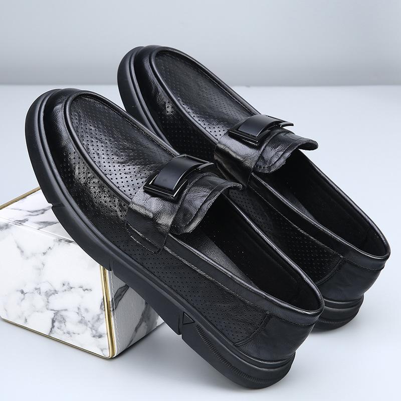 Spring and Summer Men's Shoes New Business Casual Comfortable Versatile Foot Suit Formal Men Breathable One Pedal Hollow Leather Shoes