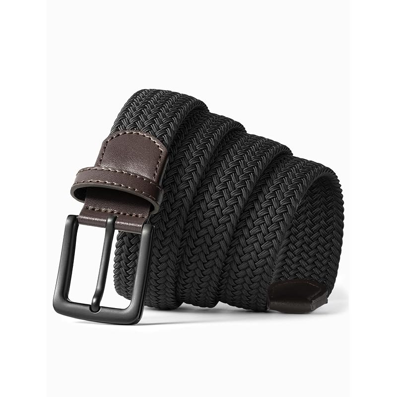 

[YIVU] men s elastic belt leather freely adjustable breathable mesh Perfect for business/students lightweight and comfortable mens belt men s fashion