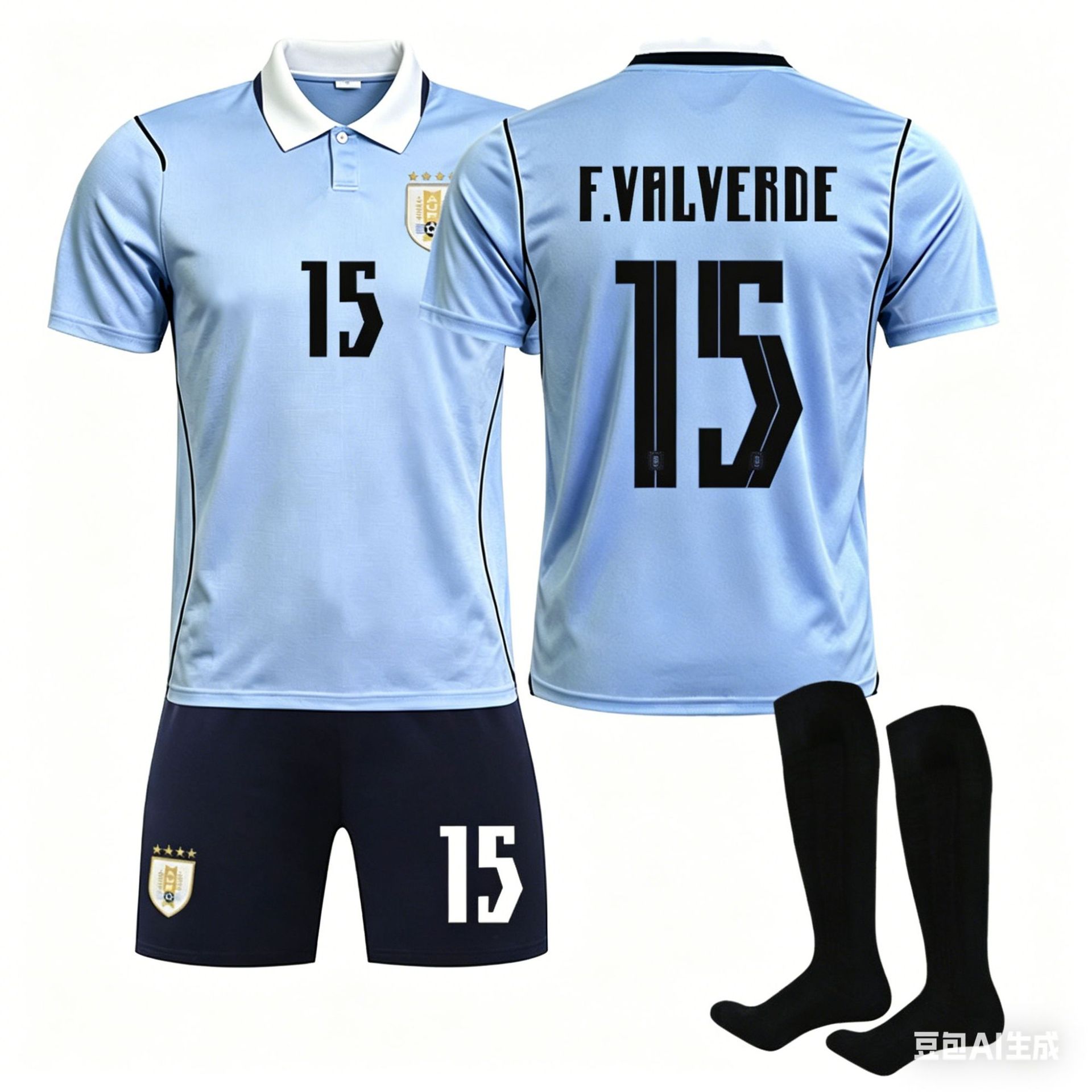 WK Uruguay Thuissokken Voetbalshirt Set Nee. 9, Jersey. 26