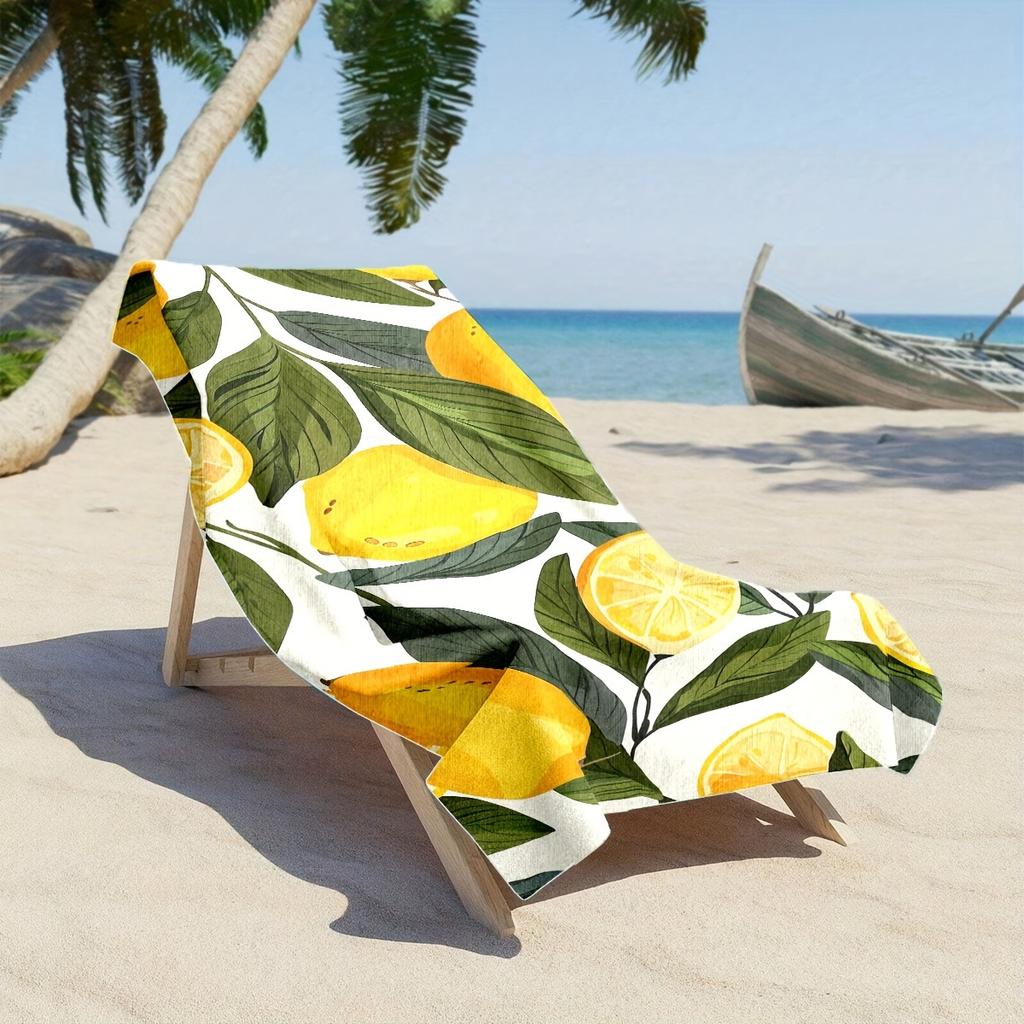 Lemon Fruit Beach Towel Absorbent Quick Dry Bath Towel for Travel Pool Swim Fresh Summer Kitchen Theme Shower Blanket