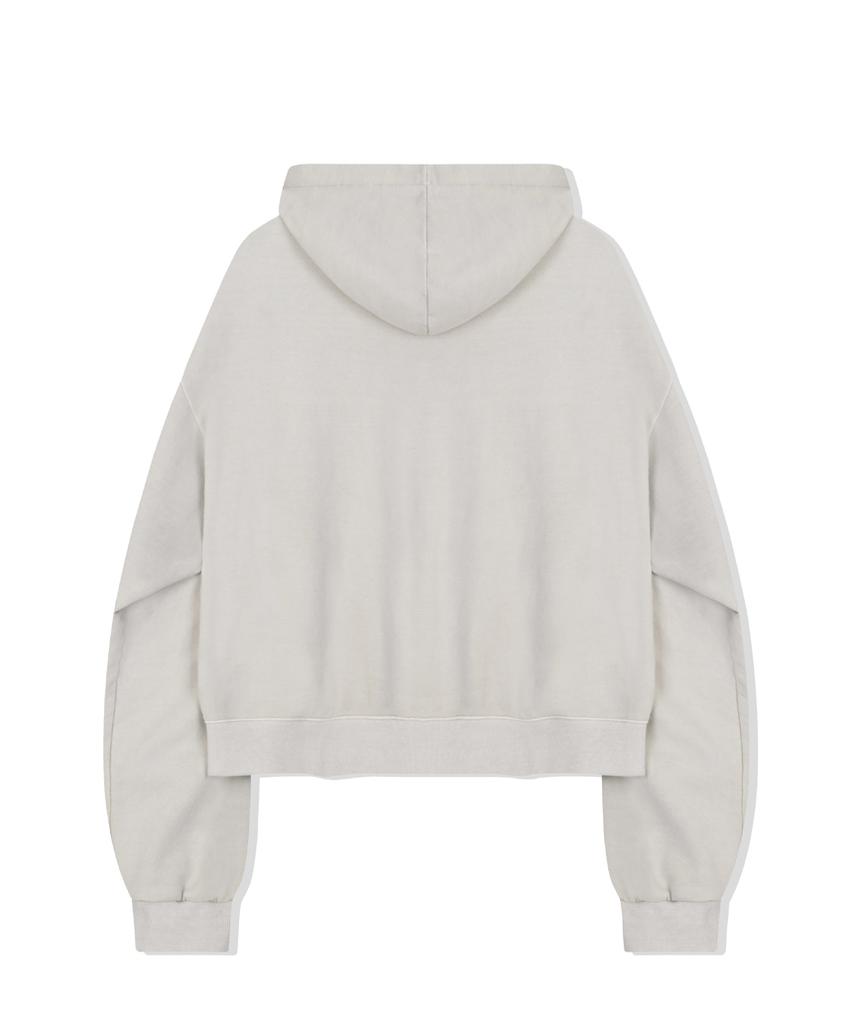 Escapefrom Rose Stamp Print Two-Way Pigment Zip-Up Hoodie Sand Beige