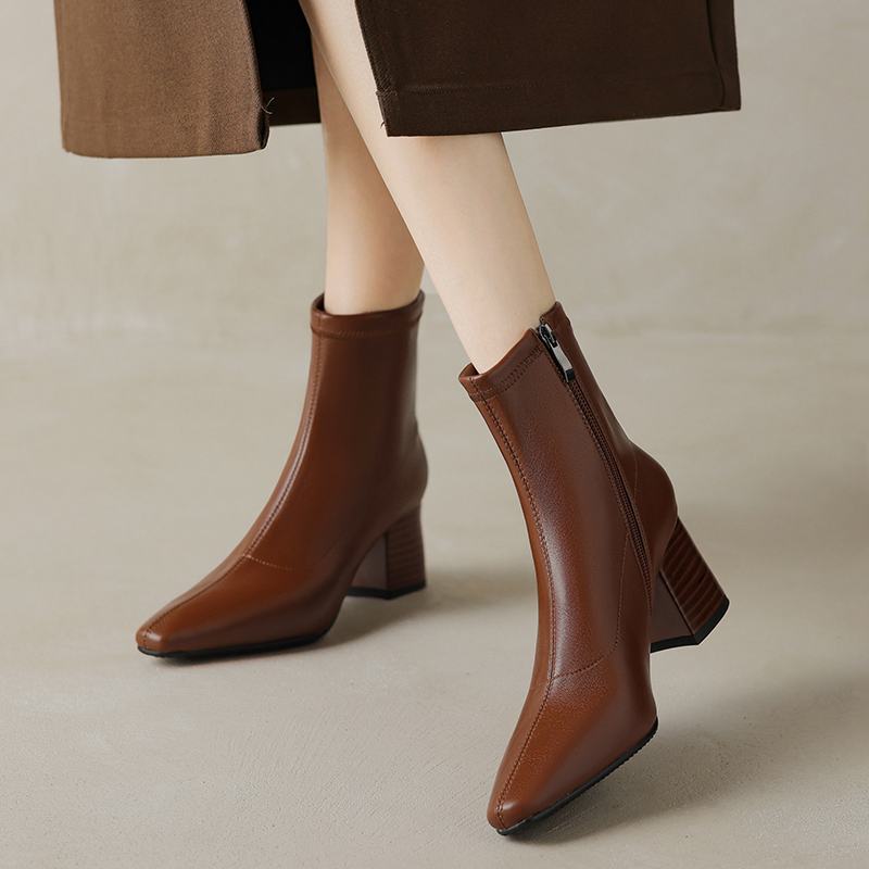 Krazing Pot Mikrovlákno Zimní Střední Podpatky Chelsea Boty Dámské Zip Velikost 43 Street Wear Strečové Kotníkové Boty