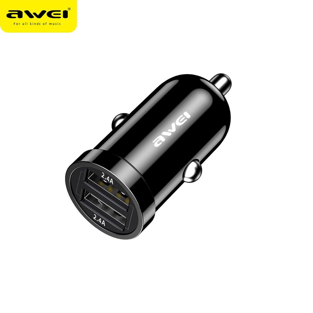 AWEI C-826 12W 2,4A mini telefonní nabíječka do auta Duální USB rychlé nabíjení kvalitní telefon s ochranou čipu