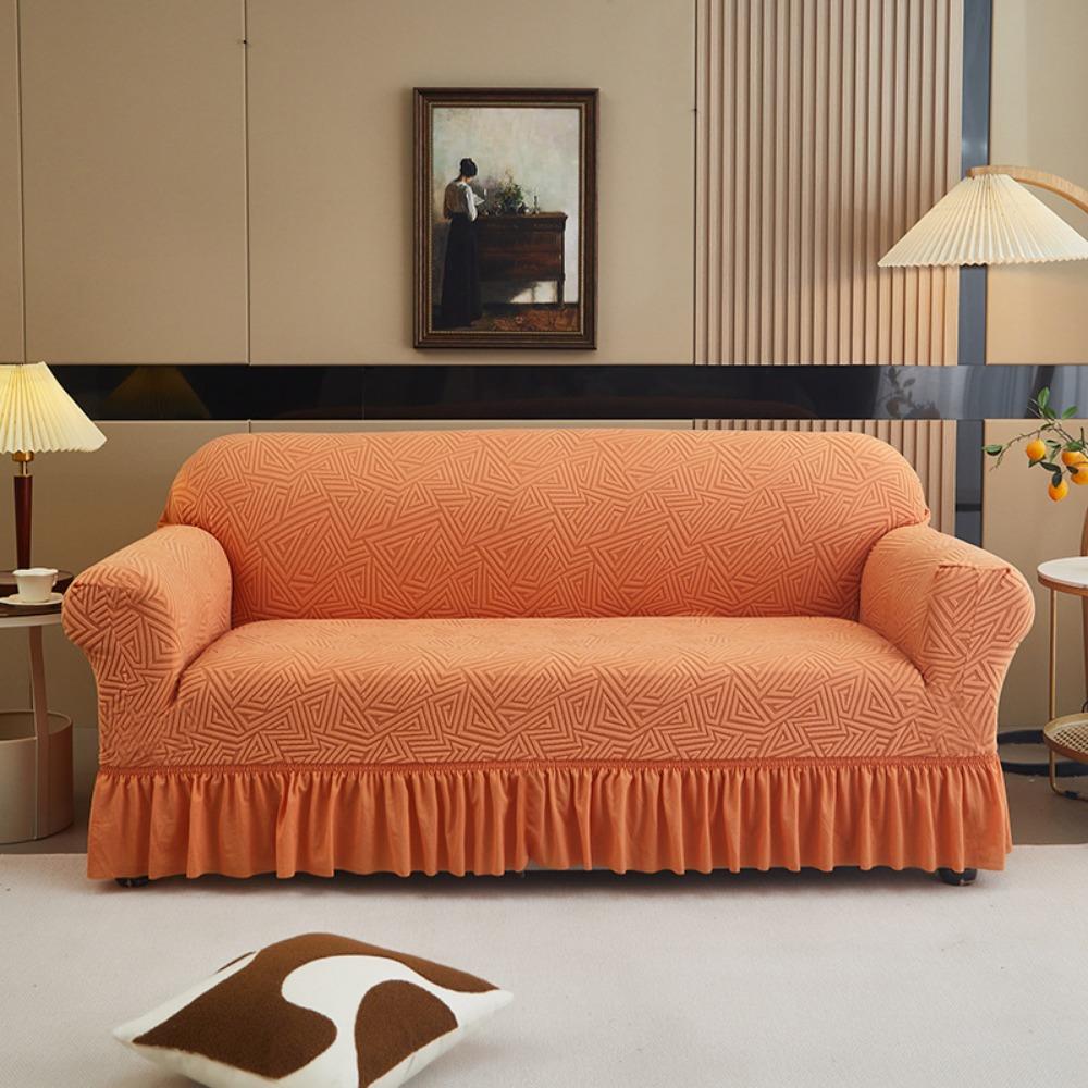 

Stretch Sofa Cover with Glitter Hem Full Elastic Universal Fit for Office Living Room Couch Protector Single 90-140cm
