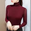 WTEMPO Lady Spring and Autumn Stretchy Mesh High Collar T-Shirts Bottoming Shirts Women's Long Sleeve Solid Slim Thin Basic Tops
