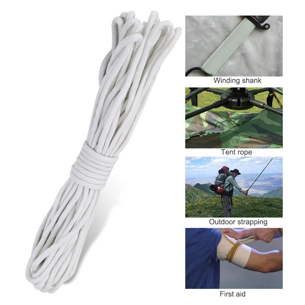 Luminous Paracord Cord Lanyard 9 Cores Outdoor Survival Glow In the Dark Parachute Rope White