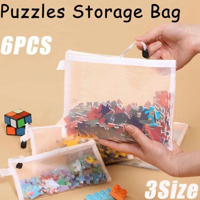 3/6PCS Puzzles Storage Bag Children's Building Blocks Small Toys Special Sorting Bag Transparent Mesh Gauze Zipper Mesh Bag