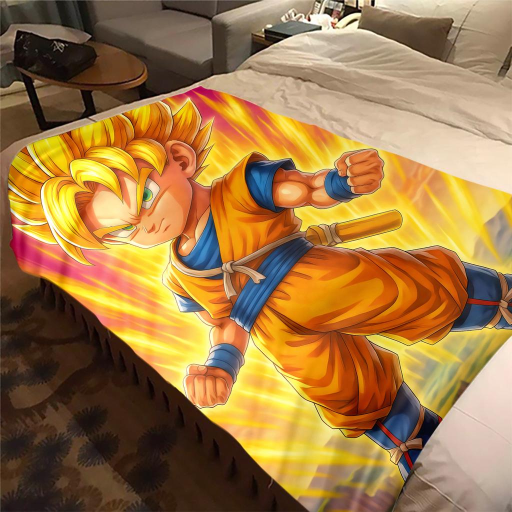 1 Stück Son Goku Druck Flanelldecke, Hohe Qualität für alle Jahreszeiten, Heimdekoration, Wärme und Komfort, Perfekt für Weihnachtsgeschenke