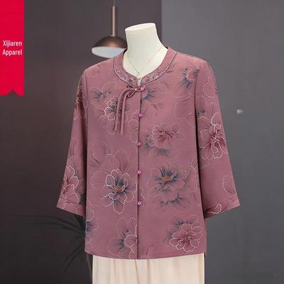 Women's Summer Seven-Sleeve Shirt - Mid-Aged & Elderly, Chinese Style