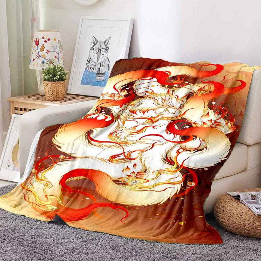1PC Phoenix Feather Print Blanket, Soft Throw Blanket - Warm & Cozy for Couch, Bed, Office, and Travel yy250912217