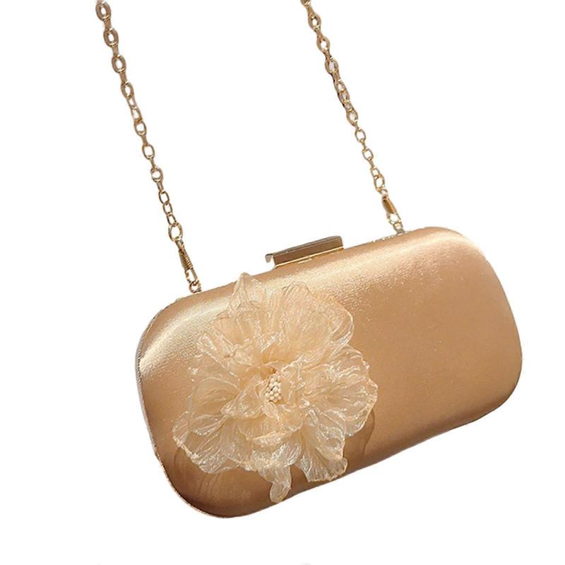 Stylish Flower Handbag for Women Shoulder Bag Evening Clutch Perfect for Parties and Weddings  Gold