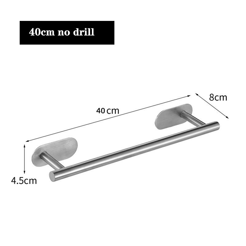 

40 см серебряный держатель для полотенец из нержавеющей стали самоклеящаяся направляющая дрель без сверления перфоратор кухонная полка настенная фурнитура для ванной комнаты no drill