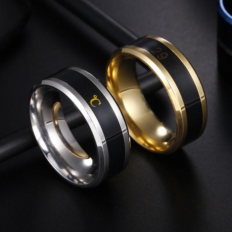Smart Temperature Titanium Couple Rings - Stainless Steel Jewelry