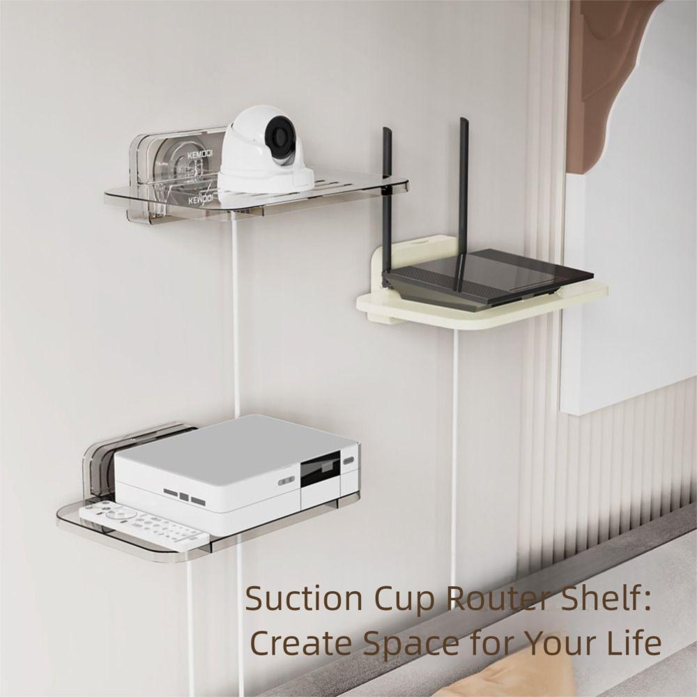 Transparent TV Set-top Box Rack No-Drill Cable Power Bracket  Wifi Room