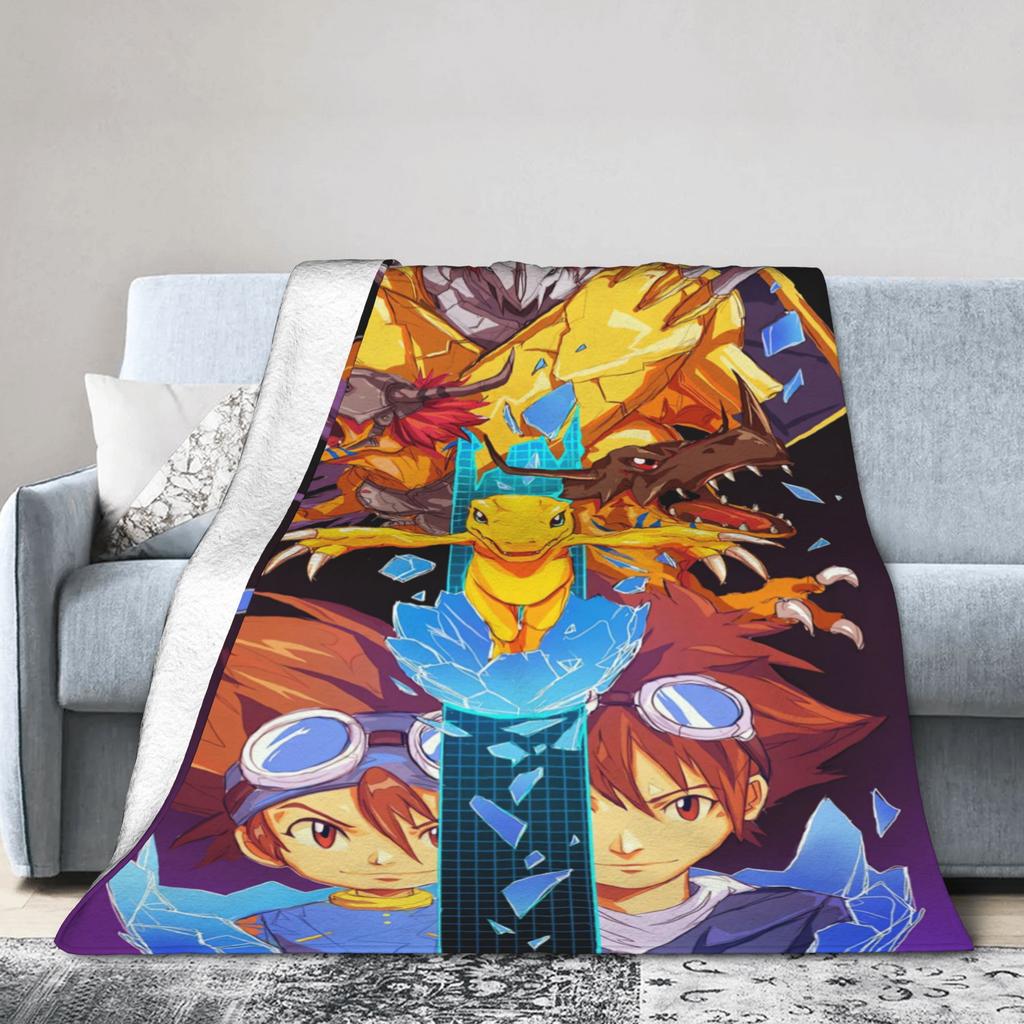Digimon Adventure Blanket Quality Warm Throw Blanket Spring Girls Boys Living Room Aesthetic Bedspread
