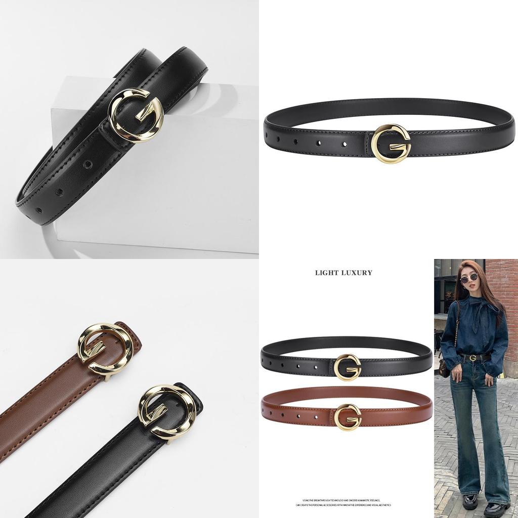 Elegant Pu Leather Alphabet Belt With Metal Buckle For Womens Dress Attire