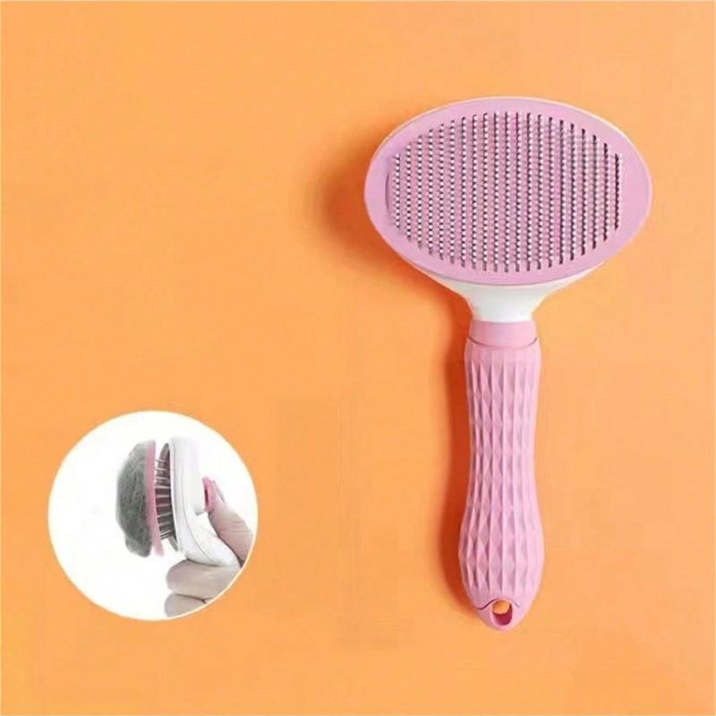 1pc Dog Brush, Cat Brush, Flea Comb, Automatic Cleaning Brush, Pet Grooming Brush, Pet Massage Brush, Shedding Grooming Brush, Mat Breaker Tool