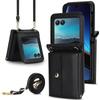 Geeignet für moto Razr 70 Handy-Lederhülle, faltbarer einfarbiger Rucksack, Samsung Z Flip8 Klapphülle mit Kartensteckplatz Hülle 6