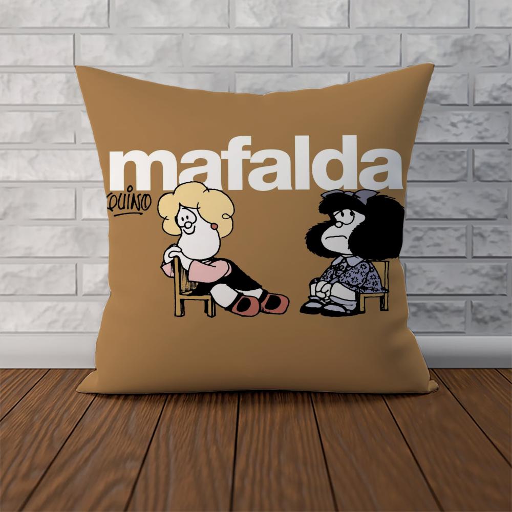Federa per Cuscino Mafalda per Auto Divano Decorativa per la Casa Stampa Double-Sided Peluche Quadrato Cuscino da Lancio Copricuscino