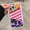 Splicing Purple Leopard Print Girl Women Phone Case for Iphone 16 15 14 7 8 Plus 13 11 12 Pro Max X XS XR SE 2022 2020 16e Cover