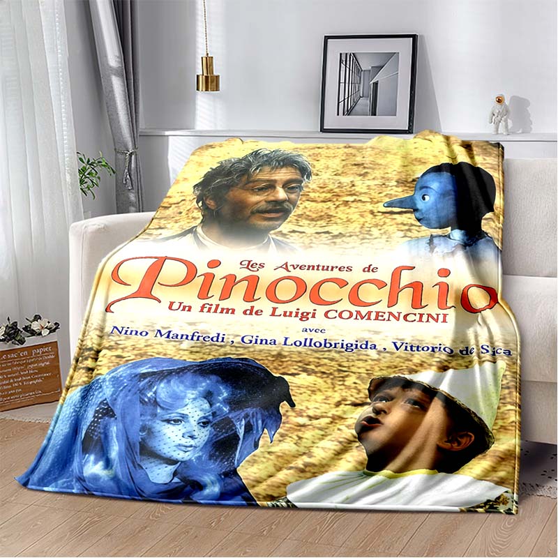 Pinocchio Flanell-Kuscheldecke, Vintage Comicbuch-Story-Print Weiche Decke für Sofa Schlafzimmer Heimdekoration